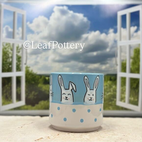 Silly Bunny Blue/ White Ceramic 20oz Mug - Picture 3 of 10